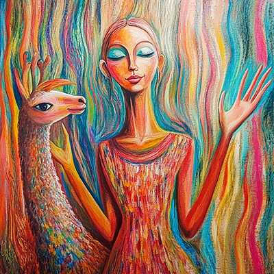 Horatium2023 A Painting Of A Woman With A Lama With Her Hands C06214d1 1a20 472c 8896 9141cd6169cb 2