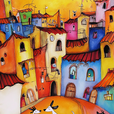 Horatium2023 Dogs In Colored Village Fantastic Ilustration 1c9f9af5 97cf 441f Bed6 Cc063c6de56b 1