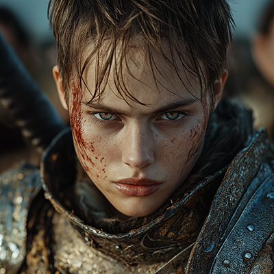 Horatium2023 Female Warrior In Silver Armor Blood On Her Face S D9cdf837 Cbf9 4952 Bc74 Ab92b868927c