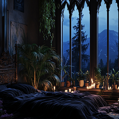 Horatium2023 Photograph Of Bedroom At Night Featuring Gothic 1df67b06 5879 495d 8770 50d60af5812b 2